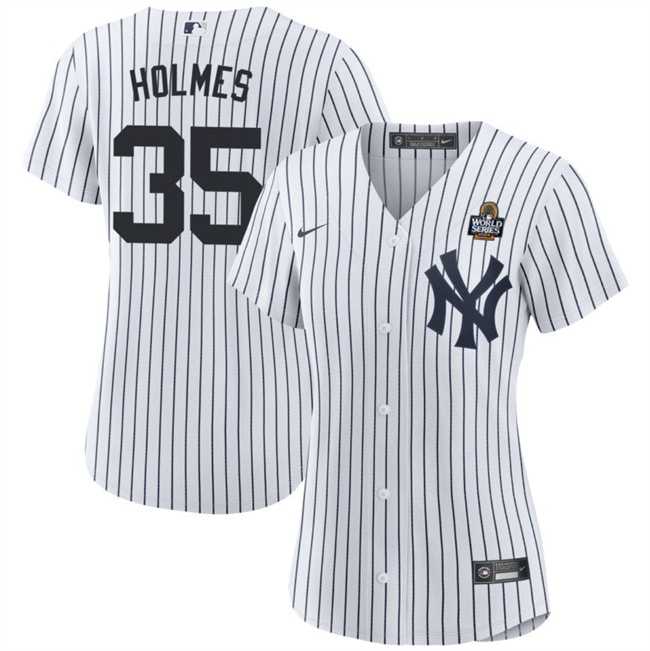 Womens New York Yankees #35 Clay Holmes White 2024 World Series Cool Base Stitched Jersey Dzhi